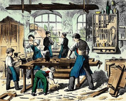 Woodworking shop, circa 1880. Picture source: https://goo.gl/PQqRCX